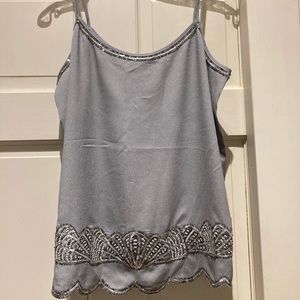Express Gray Open Back Party Top